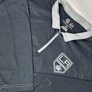 Los Angeles Kings Mens Large Black Majestic 1/4 Zip Long Sleeve Shirt Thermabase